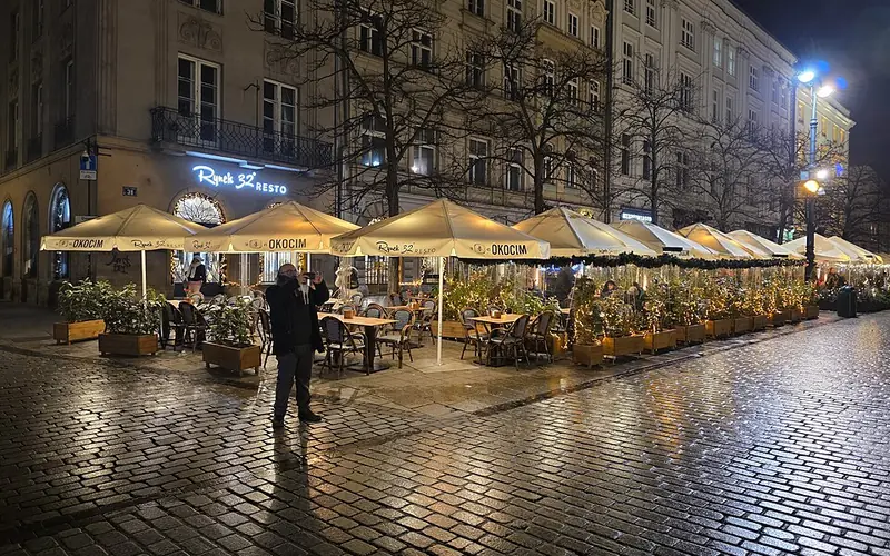 Kerstmarkt op de Rynek Główny, Krakau