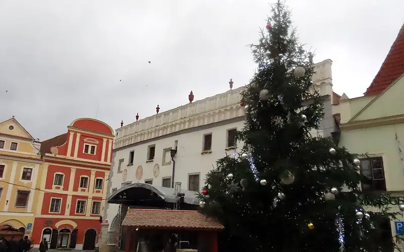 Kerstmarkt op het náměstí Svornosti, Český Krumlov